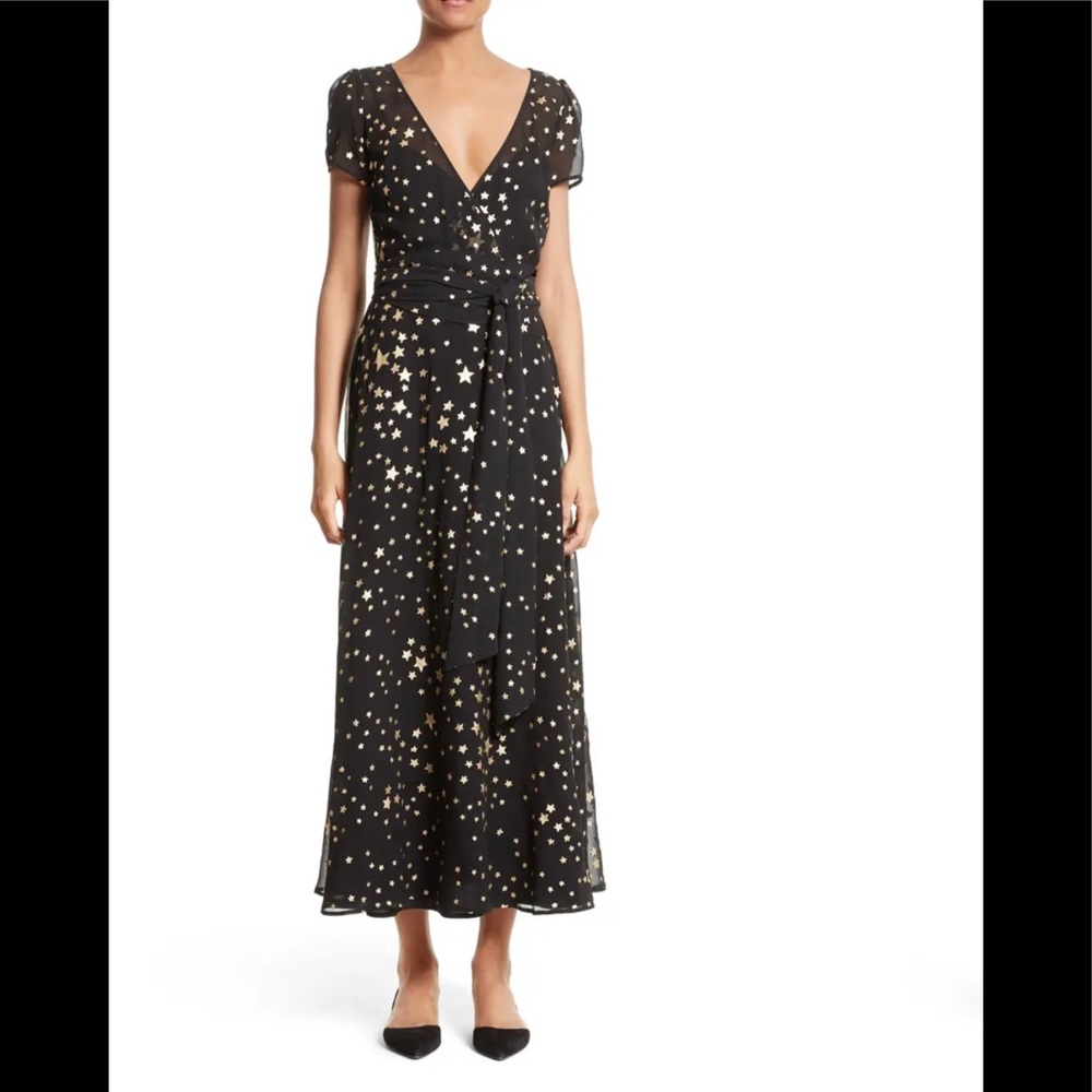 Red Valentino Lamé Star Wrap Maxi Dress